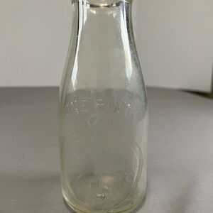 Vintage Embossed Sunlight Dairy One Pint Milk Glass Bottle 3inch By 7in